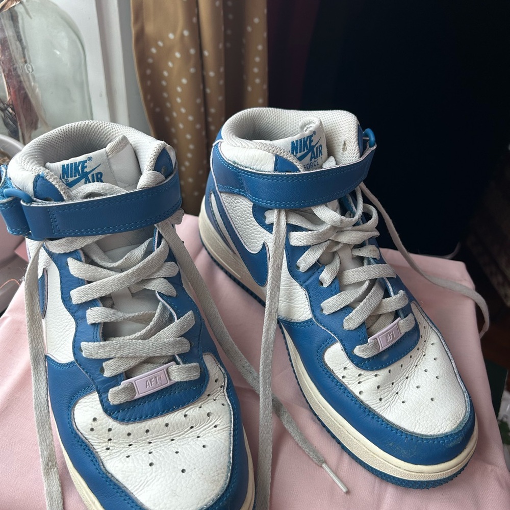 “ Lowest Price” Nike Air Force 1 Blue and White High-Top Sneakers